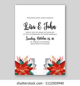 Floral wedding invitation vector card template printable background