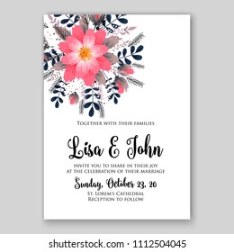 Floral wedding invitation vector card template printable background