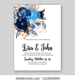 Floral wedding invitation vector card template anemone peony rose hibiscus wreath of flower