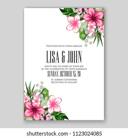 Floral wedding invitation vector card template anemone peony rose hibiscus wreath of flower