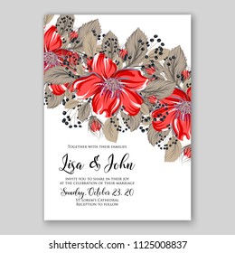 Floral wedding invitation vector card template
