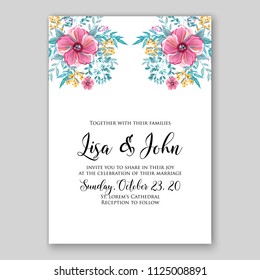 Floral wedding invitation vector card template