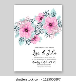 Floral wedding invitation vector card template