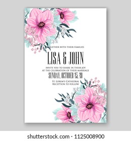 Floral wedding invitation vector card template