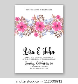 Floral wedding invitation vector card template