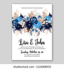 Floral wedding invitation vector card template