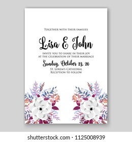 Floral wedding invitation vector card template