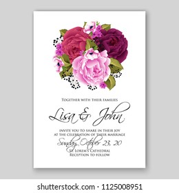Floral wedding invitation vector card template