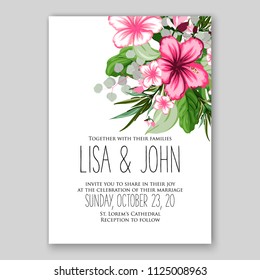 Floral wedding invitation vector card template