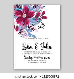 Floral wedding invitation vector card template
