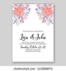 Floral wedding invitation vector card template
