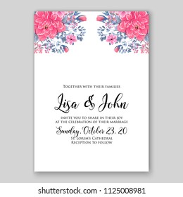 Floral wedding invitation vector card template