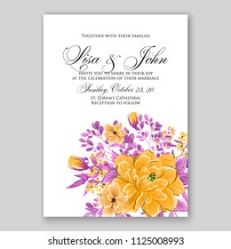 Floral wedding invitation vector card template