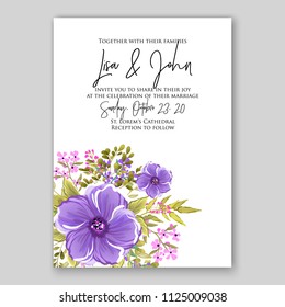 Floral wedding invitation vector card template