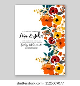 Floral wedding invitation vector card template