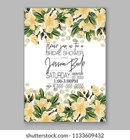 Floral wedding invitation vector card template Marriage flower background bridal shower invite, baby shower party invitation, save the date sakura cherry blossom