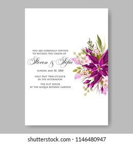 Floral wedding invitation vector card template peony anemone rose 
