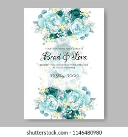 Floral wedding invitation vector card template peony anemone rose 