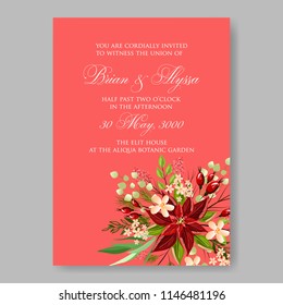 Floral wedding invitation vector card template peony anemone rose 