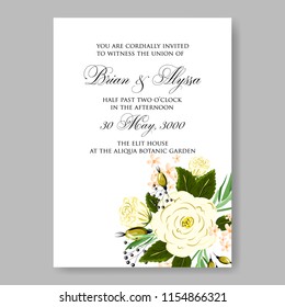 Floral wedding invitation vector card template peony anemone rose