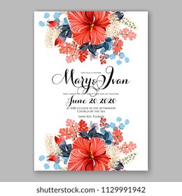 Floral wedding invitation vector printable card template