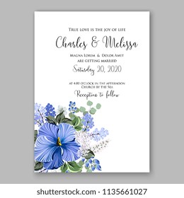 Floral wedding invitation vector printable card template Bridal shower bouquet flower marriage ceremony wording text tropical hibiscus aloha luau