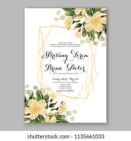 Floral wedding invitation vector printable card template Bridal shower bouquet flower marriage ceremony wording text japan sakura