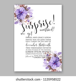 Floral wedding invitation vector printable card template Bridal shower bouquet flower marriage ceremony wording text tropical hibiscus aloha luau