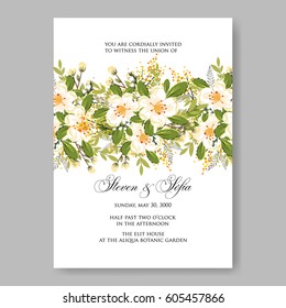 Floral wedding invitation vector printable template