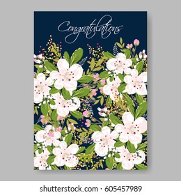 Floral wedding invitation vector printable template