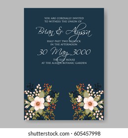 Floral wedding invitation vector printable template