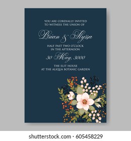 Floral wedding invitation vector printable template