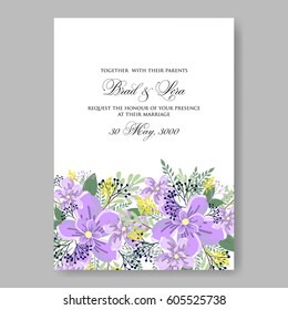 Floral wedding invitation vector printable template