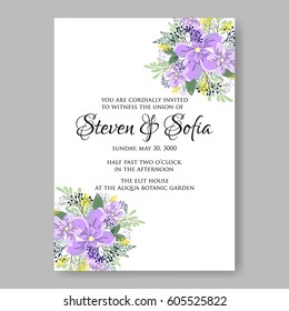 Floral wedding invitation vector printable template