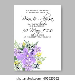 Floral wedding invitation vector printable template