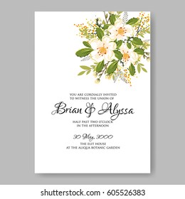 Floral wedding invitation vector printable template