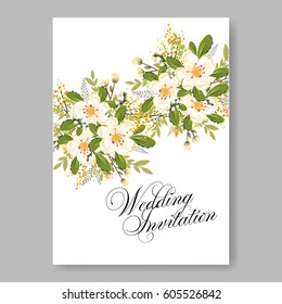 Floral wedding invitation vector printable template