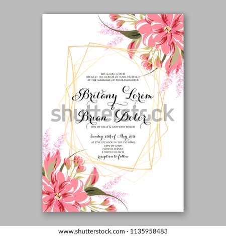 Floral Wedding Invitation Vector Printable Card Stock Vector