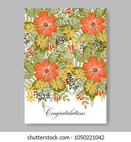 Floral wedding invitation vector template marriage ceremony announsment orange dahlia