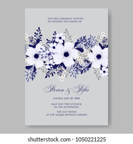 Floral wedding invitation vector template marriage ceremony announsment 