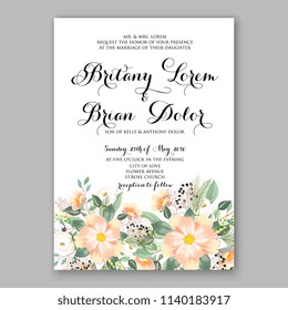 Floral wedding invitation vector template 