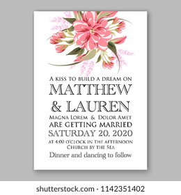 Floral wedding invitation vector template Rose peony ranunculus flower greenery bridal shower invitation background