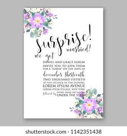 Floral wedding invitation vector template Rose peony ranunculus flower greenery bridal shower invitation background