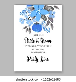 Floral wedding invitation vector template clematis greenery 