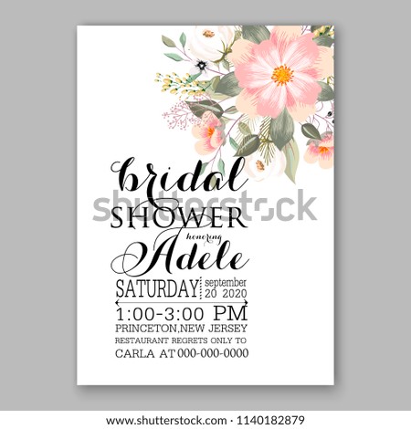 Floral wedding invitation vector template pink peony fir christmas party invitation
