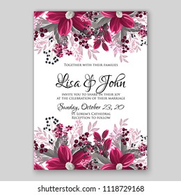 Floral wedding invitation wector template card background