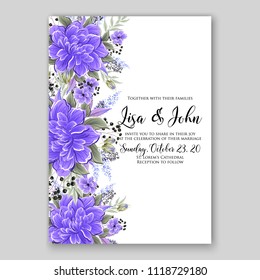 Floral wedding invitation wector template card background
