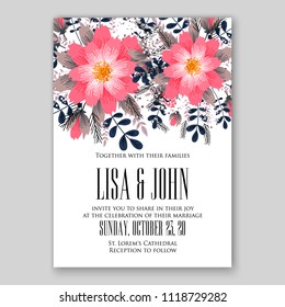 Floral wedding invitation wector template card background
