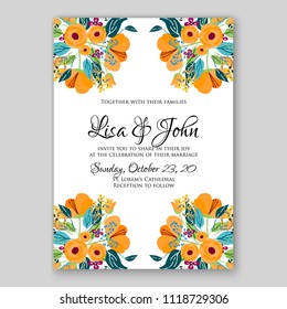 Floral wedding invitation wector template card background
