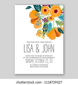 Floral wedding invitation wector template card background